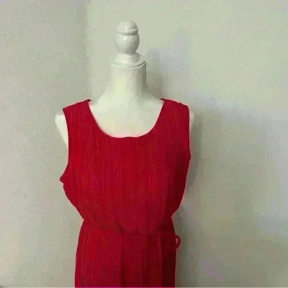 Tahari Arthur S. Levine Designer Pleated Midi Dress with Corded Rope Belt Sz M - Picture 6 of 10